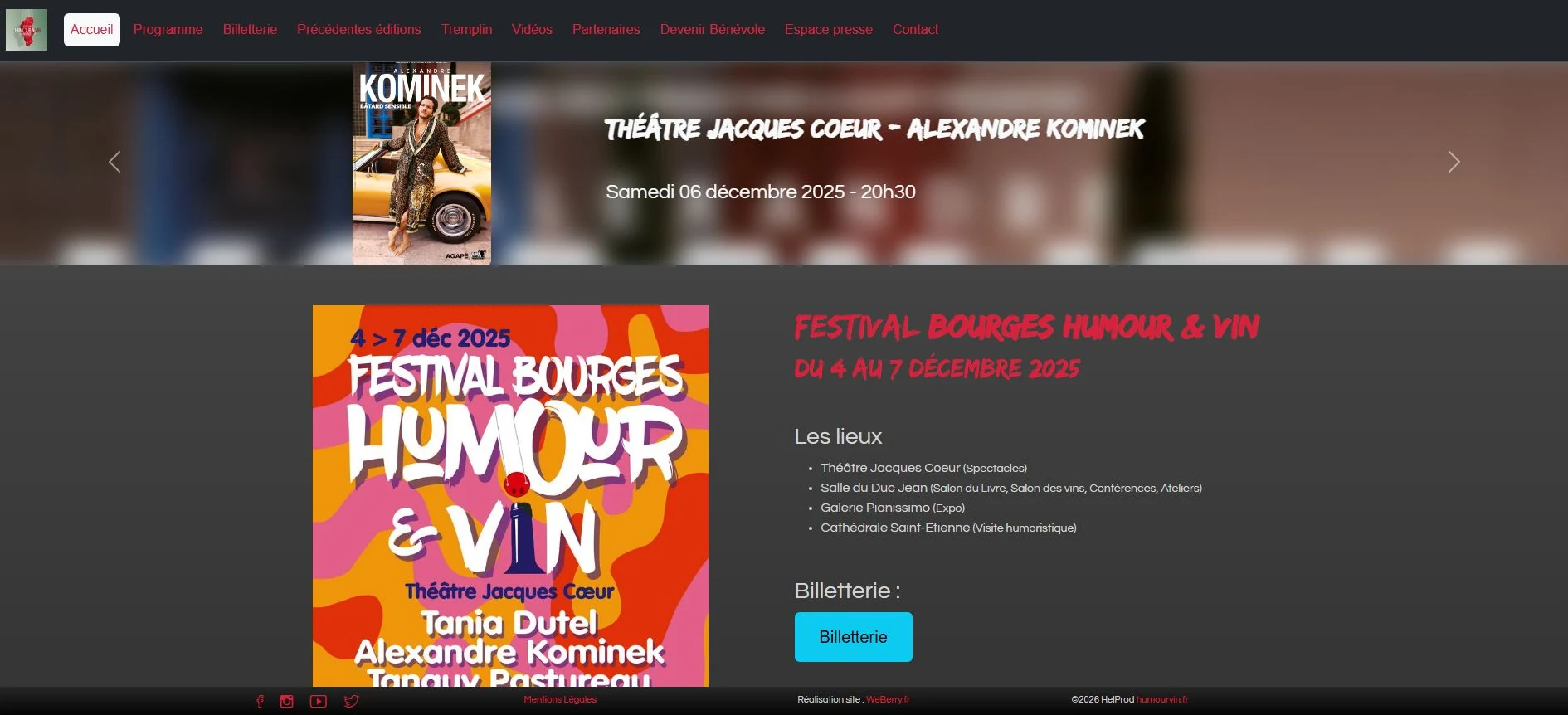 Aperçu du site Festival Bourges Humour & Vin